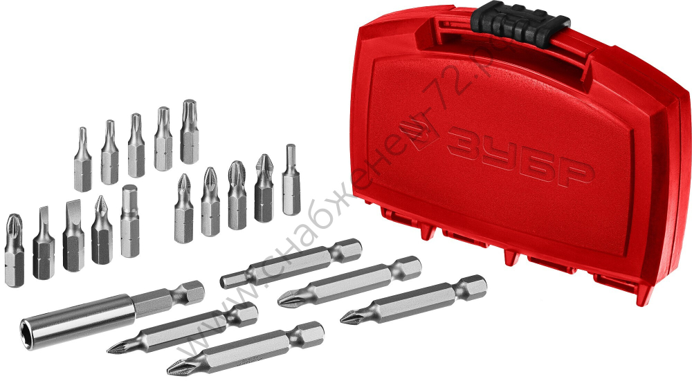 Набор ЗУБР: Биты ″МХ-21″, CR-V, с магнитным адаптером, в компактном ударопрочном боксе