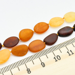 Янтарь бусины, микс, матовая плоская галтовка, размер 10,3-12,4*2,7-4,2 мм, цена за 15-16 шт (1/2 нити)