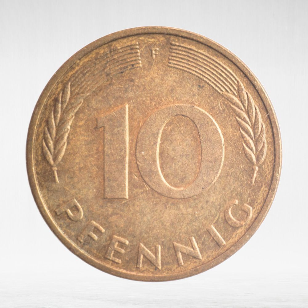Germany, 10 Pfennigs, 1996, (Stuttgart Mint - "F"), VF