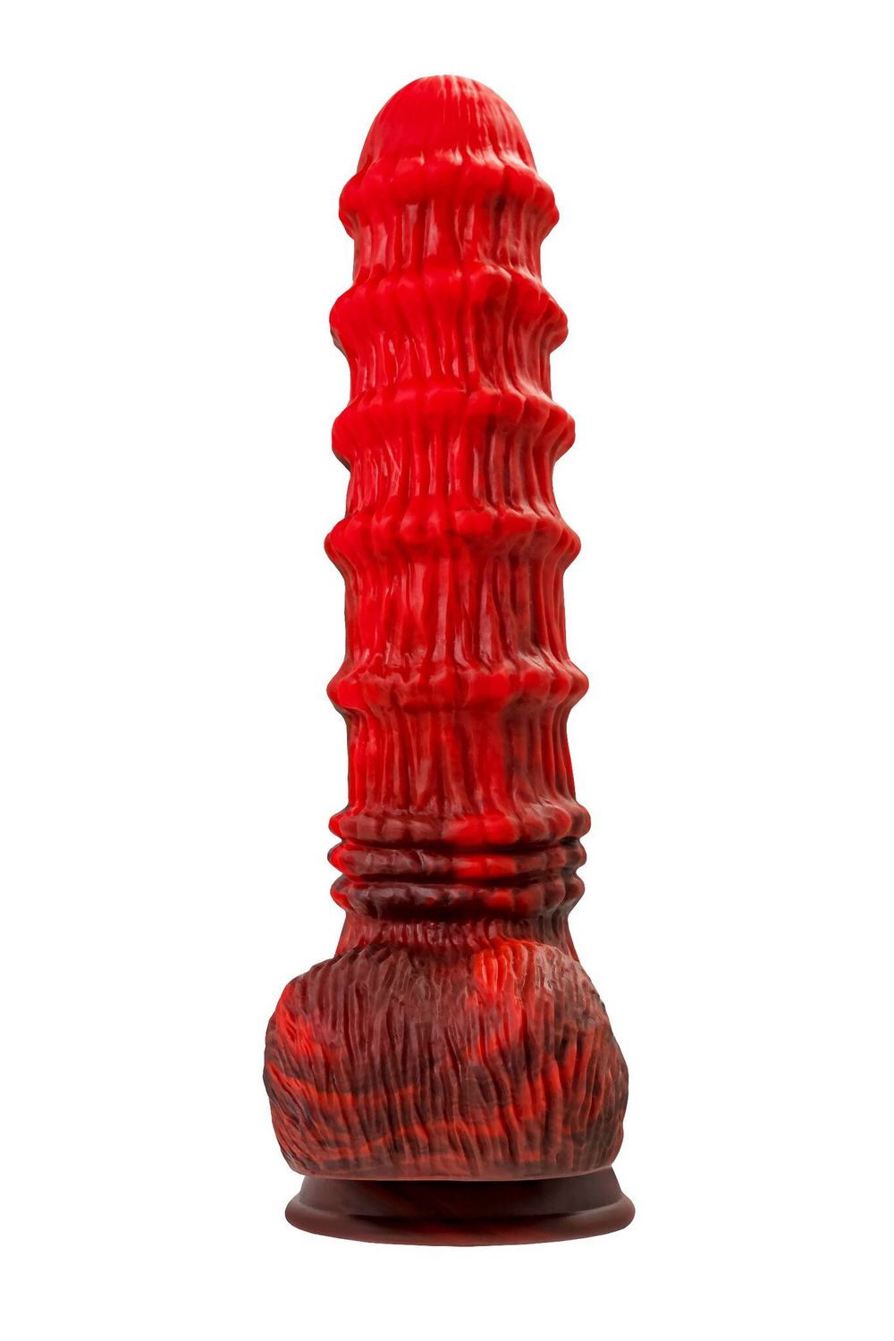 Силиконовый вибратор Monster Tops - 27 см. (Цвет: красный с черным)