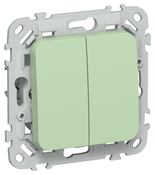 FLITE Выключатель 2-клавишный проходной 10А ВС62-1-0-ФлФ фисташковый IEK