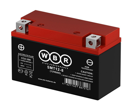 Аккумулятор SMT12-8 WBR YT7B-BS, YT9B-BS, YT7B-4 150х65х93 8 а/ч