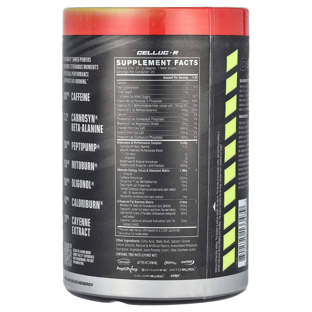 C4 / Cellucor, C4 Ultimate Shred, предтренировочный комплекс, вишневый лаймад, 402 г (14,2 унции)