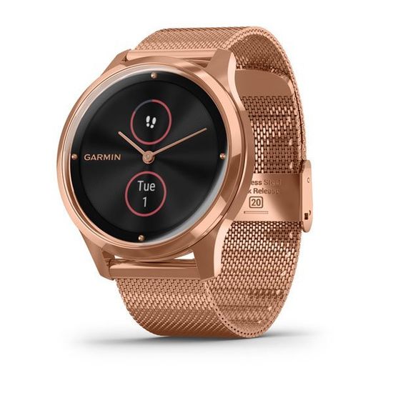 Умные часы Garmin Vívomove Luxe розовое золото с ремешком "миланская петля" 010-02241-24