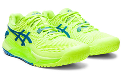 Женские теннисные кроссовки Asics Gel-Resolution 9 - hazard green/reborn blue