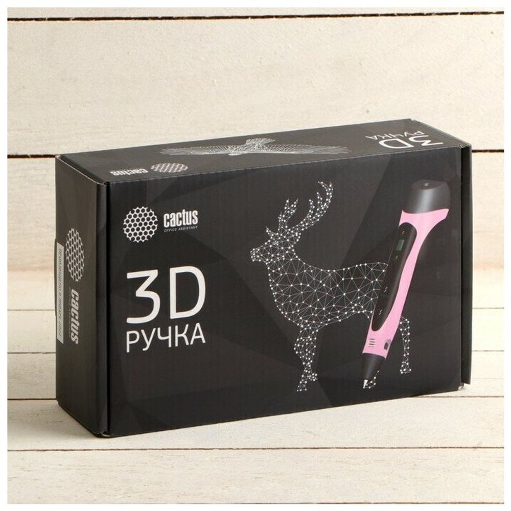 Ручка 3D Cactus CS-3D-PEN-C-PN PLA ABS LCD розовый