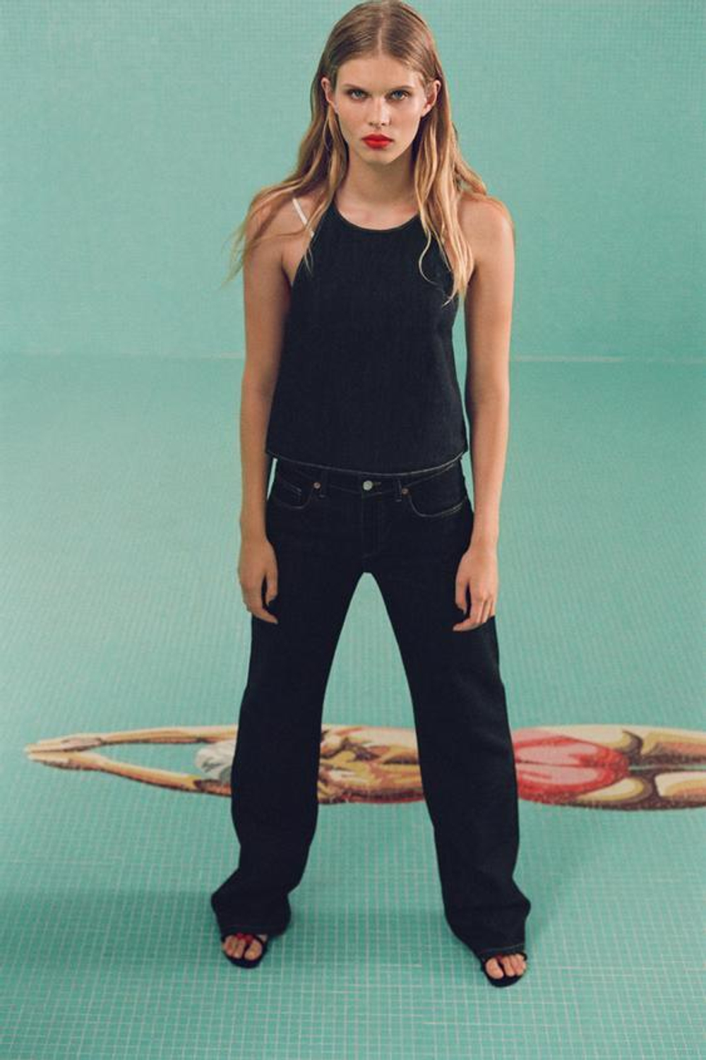 ZARA ДЖИНСЫ TRF WIDE LEG СО СРЕДНЕЙ ПОСАДКОЙ, ТЕМНЫЙ ИНДИГО