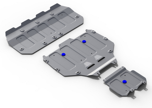 Защита картера, КПП и РК Rival для Bentley Bentayga (V - 6.0 (608 л.с.)) 2016-н.в., штампованная, алюминий 3.8 мм, с крепежом, 3 части, K333.0401.1