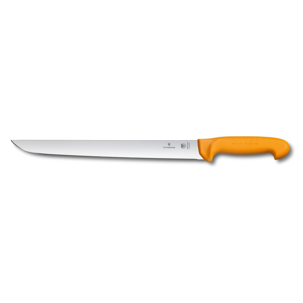 Фото нож для отбивной и стейка VICTORINOX Swibo с прямым лезвием из нержавеющей стали 31 см и рукоятью из пластика жёлтого цвета с гарантией