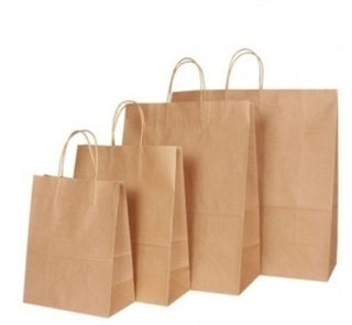 Пакет Крафт 240*140*280 с кручеными ручками Коричневый