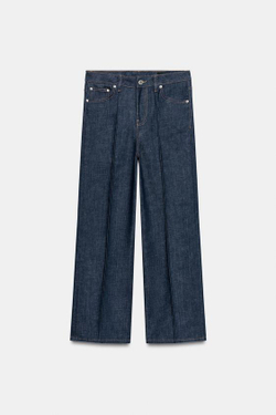 ZARA ДЖИНСЫ WIDE LEG С ВЫСОКОЙ ПОСАДКОЙ — ZW COLLECTION, СИНИЙ