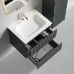 Тумба подвесная SANCOS Сноб Р (Snob R) 590х445х500, c двумя ящиками оснащенными доводчиками, темный антрацит матовый, арт.SNR60MDH