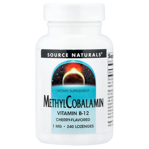 Source Naturals, МетилКобаламин, С вишневым вкусом Под язык, 1 мг, 240 таблеток