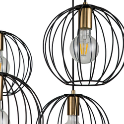 Подвесной светильник 6x60Вт E27, металл, чёрный/бронза