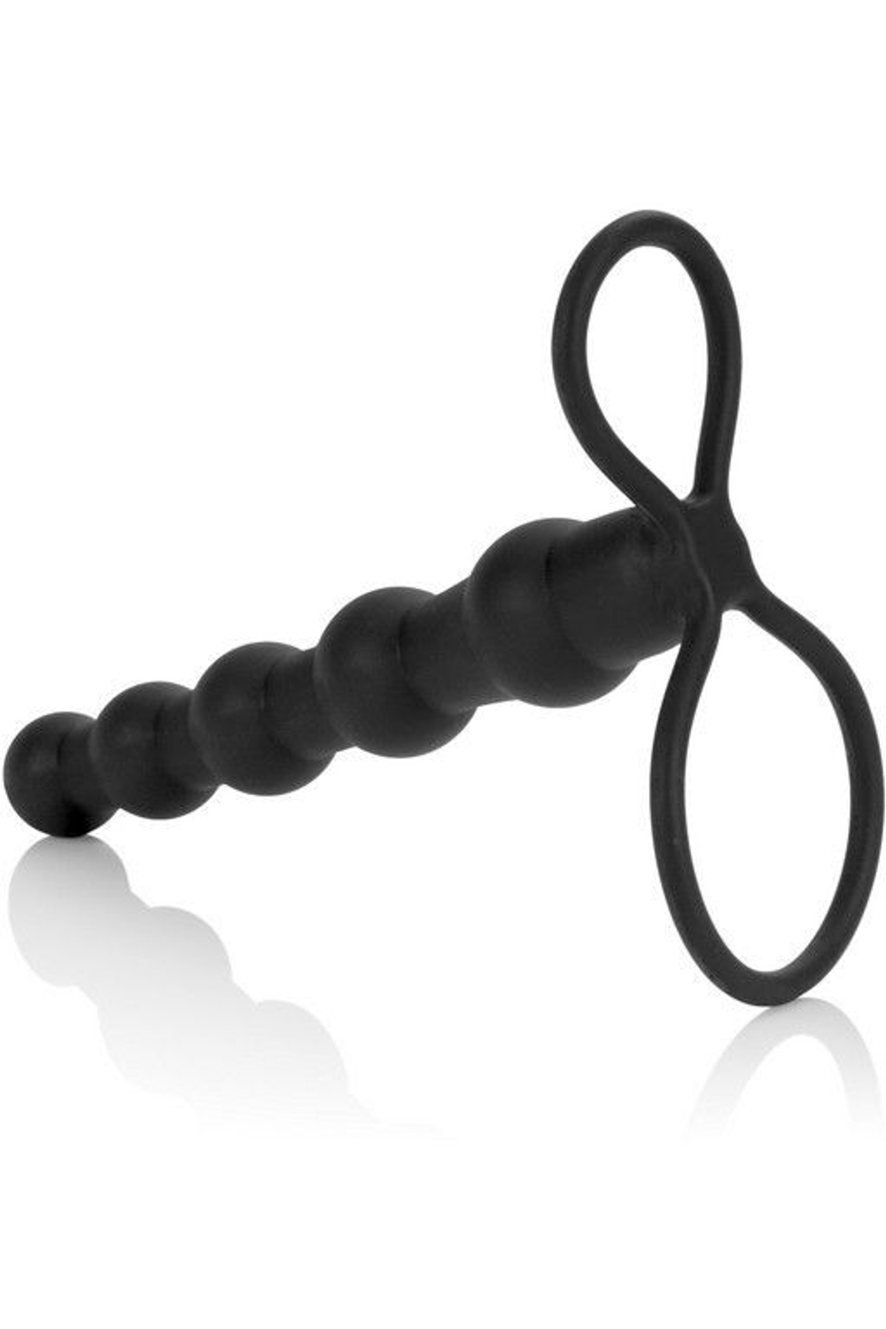 Насадка на пенис для двойного проникновения Silicone Beaded Double Rider - 14 см. (Цвет: черный)