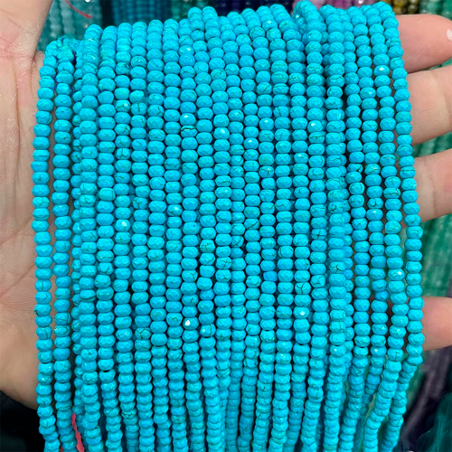 Турквенит бусины граненые Кукуруза 4х3 мм, на нитке 35 см