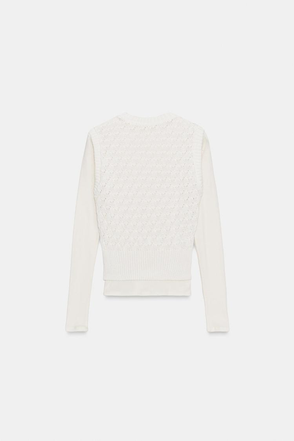 ZARA КОМБИНИРОВАННЫЙ ЖИЛЕТ, ЭКРЮ