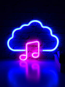 Световая фигура "Облачная музыка" синий\розовый 21х26 см