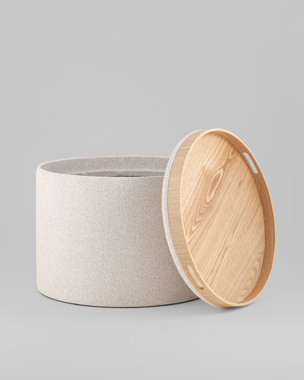 Пуф с ящиком Хюгге L букле бежевый