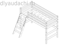 Вариант 6 Полувысокая кровать "Соня" с наклонной лестницей Белый