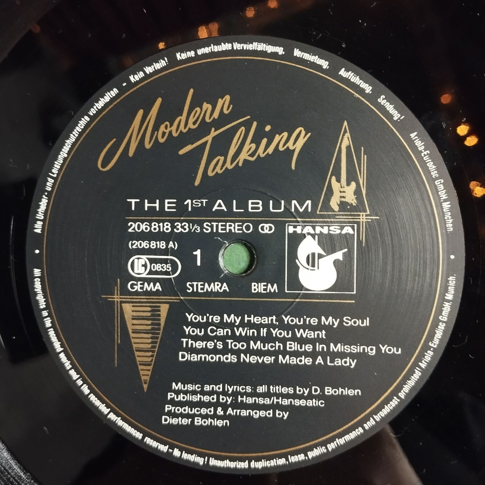 Винтажная виниловая пластинка LP Modern Talking The 1st Album You are My Heart, You are My Soul (Germany 1985)