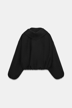 ZARA БОМБЕР СО СЪЕМНЫМ ПЛАТКОМ, ЧЕРНЫЙ