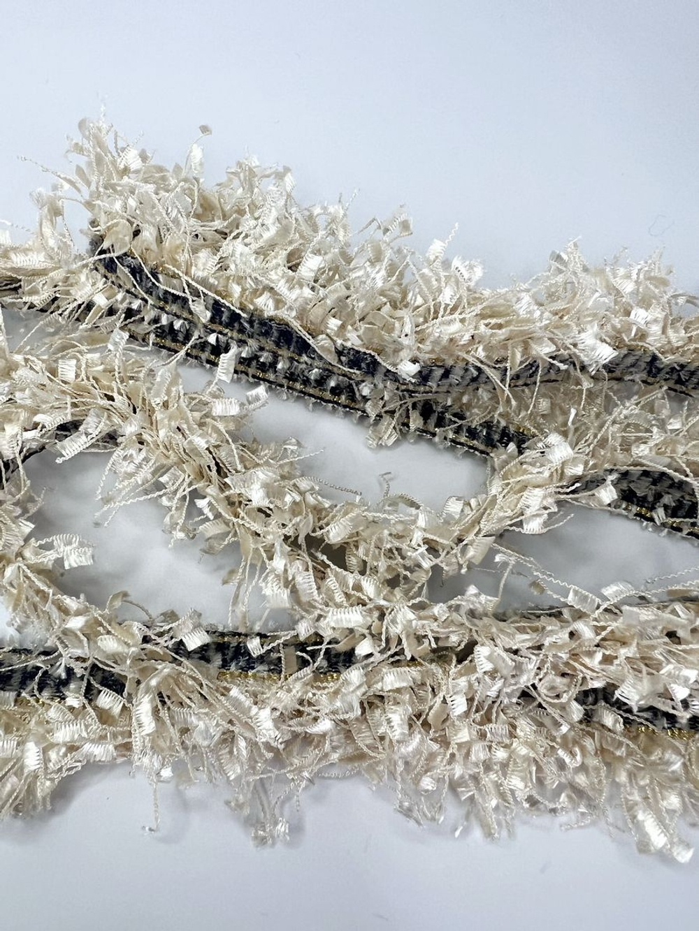 Тесьма с бахромой твидовая букле травка 35мм (1,5м в уп)