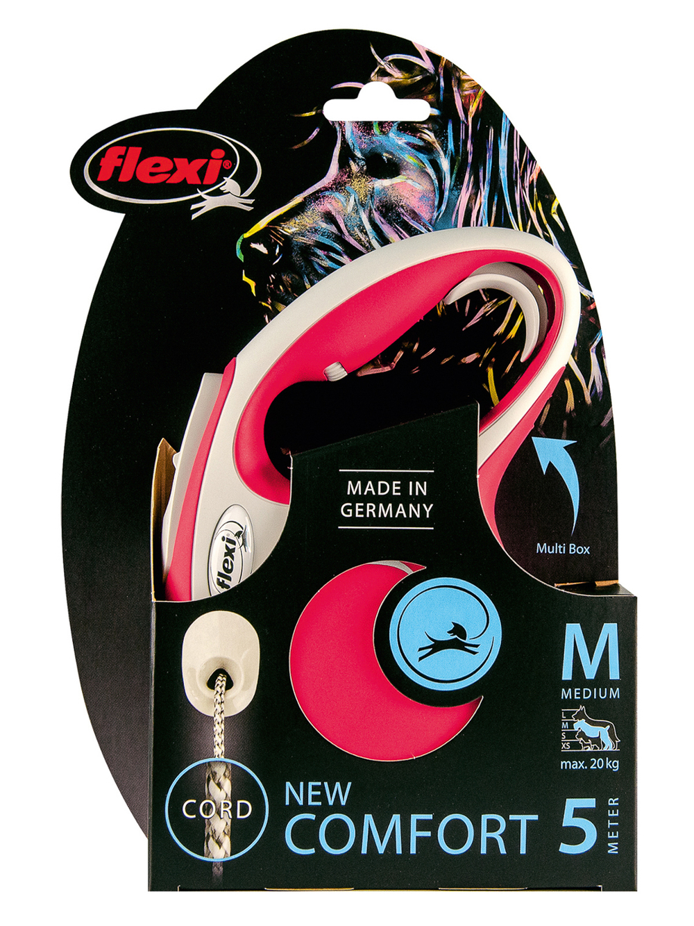 Поводок-рулетка Flexi New Comfort M. Трос 5 м. для собак до 20 кг. Красный