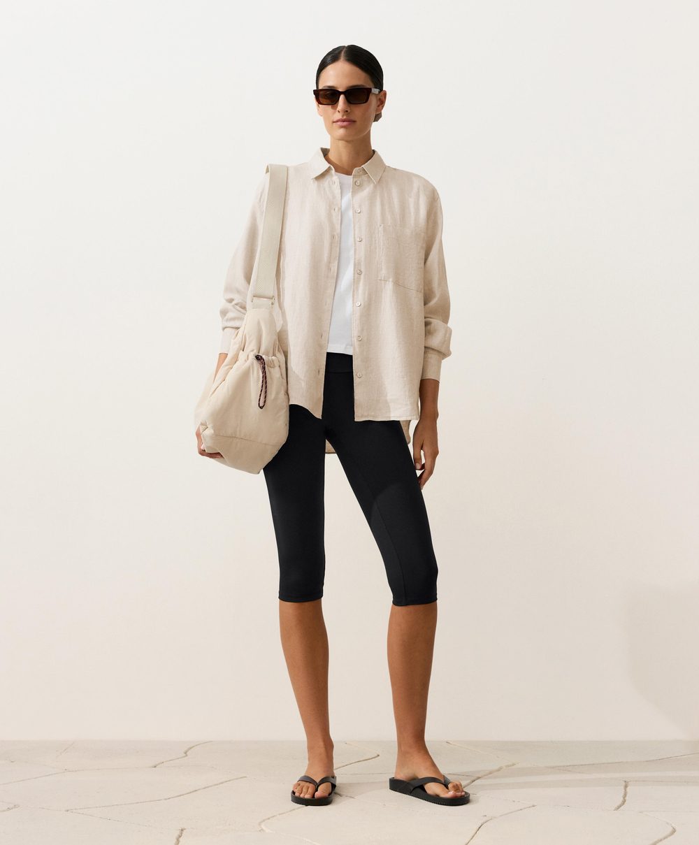 Oysho Рубашка свободного кроя из 100%-го льна, песочный меланж