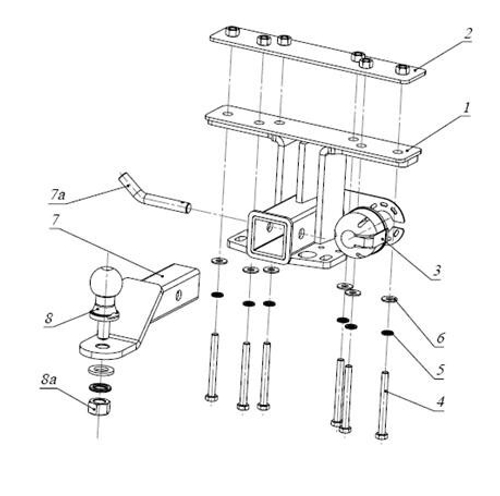 Фаркоп под квадрат для Nissan Pathfinder R 51, 2005-2014, Бизон.FA 0412-E