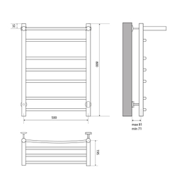 Электрический полотенцесушитель MELODIA Shelf Electro 50/80 П6 (MTRSHE5080) CУХОЙ ТЭН 121 Вт