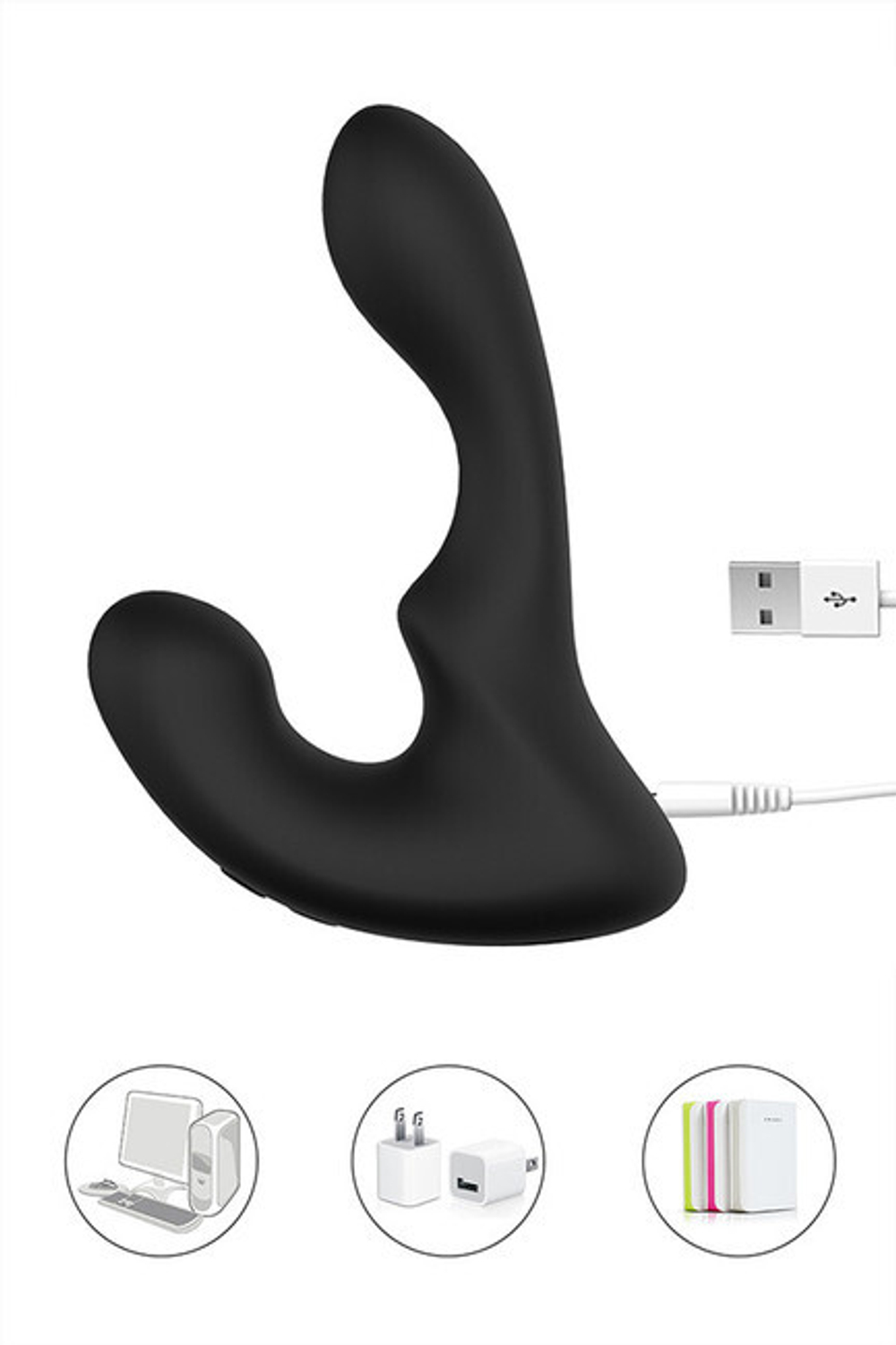 Стимулятор простаты S-Hande Landys с подсветкой перезаряжаемый черный (9 режимов) (Цвет: черный)