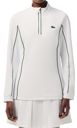 Женская Кофта теннисная Lacoste Slim Fit Quarter-Zip Sweatshirt - белый