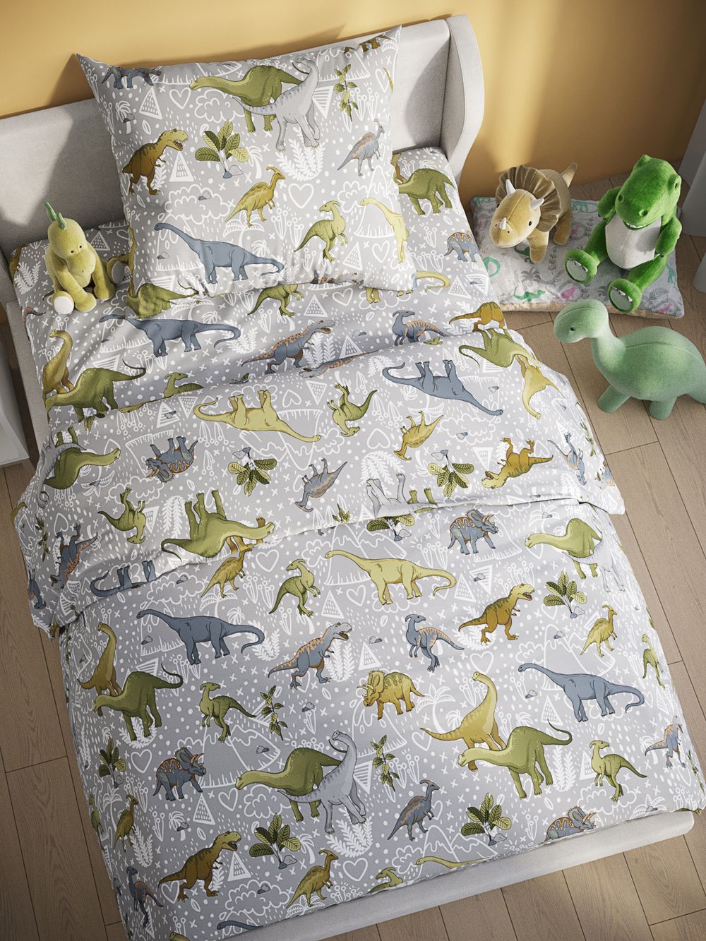 Наволочка комплект 2шт поплин Сказка "Юрский период" 50x70 см на молнии