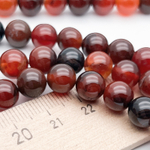 Агат тонированный черно-коричневый бусины, диаметр около 8,1-8,2 мм, цена за нить 38 см