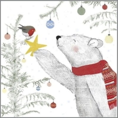 Салфетки бумажные 20л Арт Букет Мишка и новогодняя ель,33х33, 3 слоя