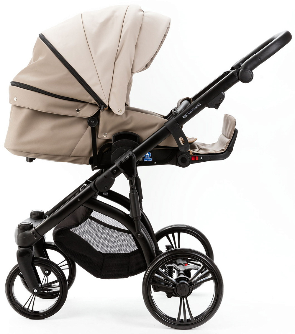 Детская коляска Adamex Lanti Deluxe 3 в 1 LN-SD44 (СВ.БЕЖ.КОЖА + Т.БЕЖ.КОЖА)