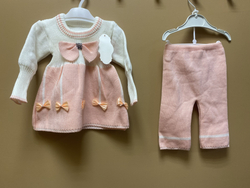 Комплект на девочку теплый вязаный на рост 68-74 см в двух расцветках