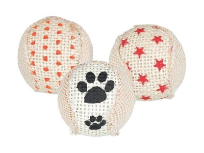 Джутовый мячик Rattle, пластик, ø 5 см, 3 шт., Trixie