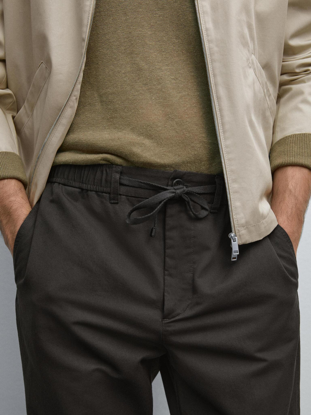 Massimo Dutti Джоггеры из хлопковой смеси, стальной