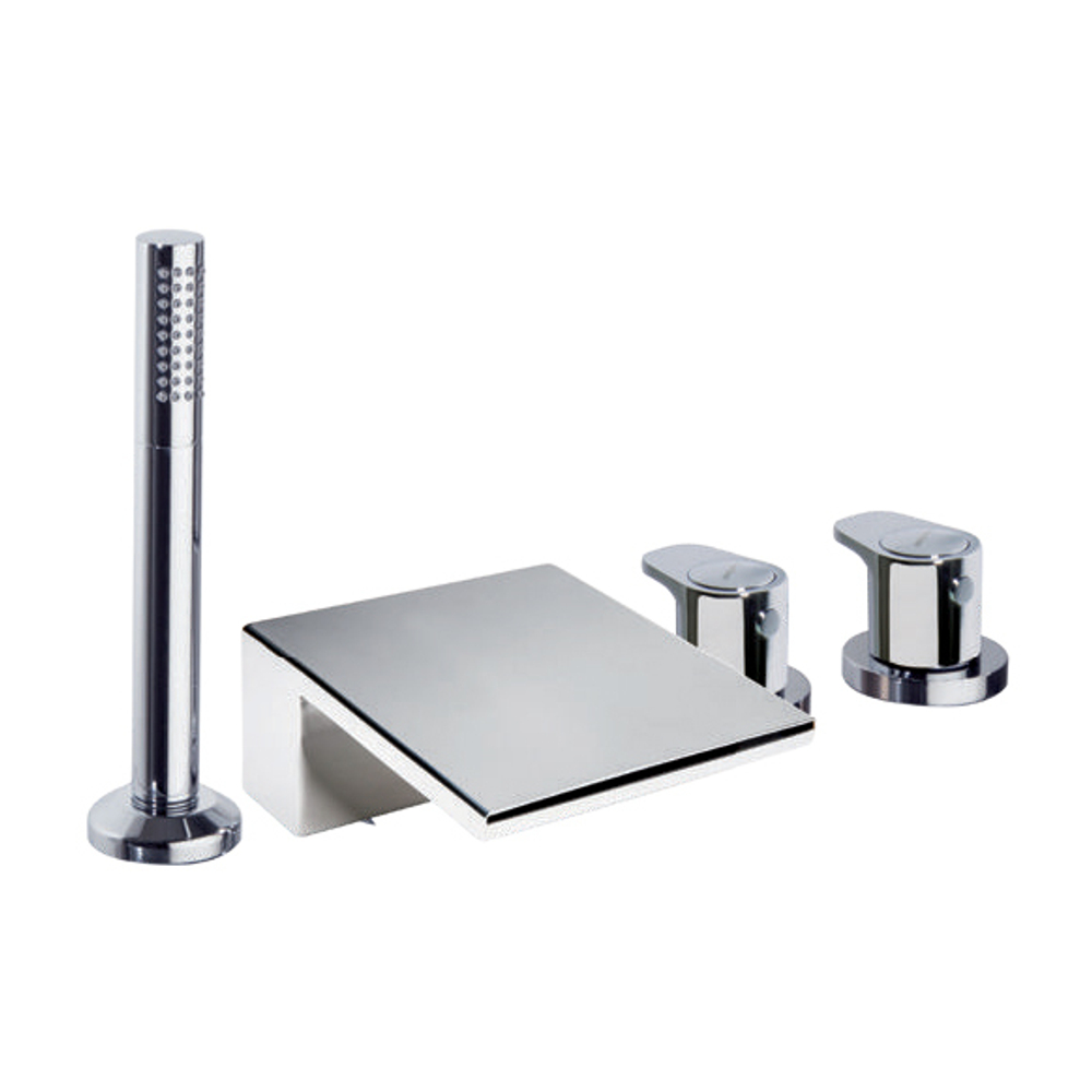 Смеситель в борт ванны термостатический с каскадным изливом и ручным душем ALEXIA 363303TM