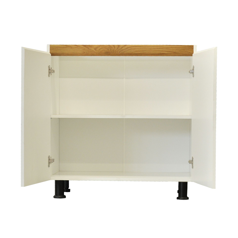 Кухонный модуль напольный 80х45х83, Валенсия, 2 двери без столешницы, с дубовой панелью, на ножках / белый, массив дуба, Dipriz