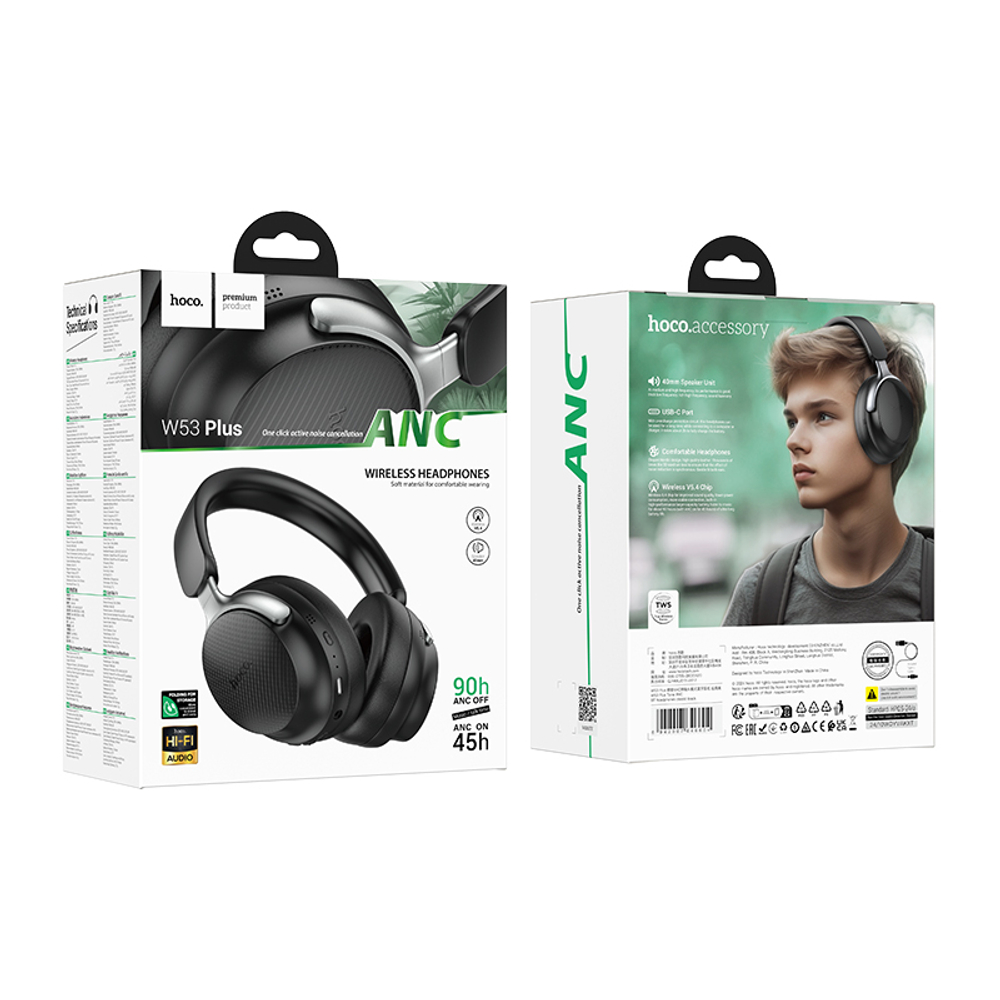 Полноразмерные Bluetooth наушники HOCO W53 Plus App (черный)