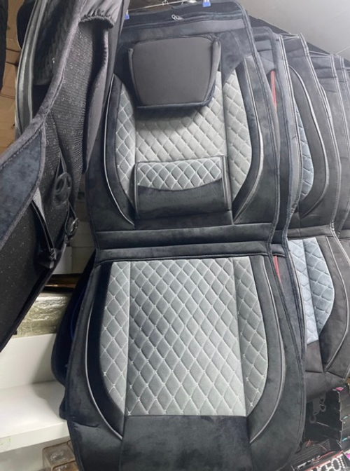 UU - Z3 Серый / Комплект чехлов на сиденья, ткань темно - серая, строчка серая, замша, 5 предметов, серия: стандарт ком-фо (за комплект)