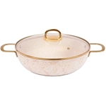 Сотейник 300/85мм с ручками , со стеклянной крышкой, АП линия «Грация» (белый/золото)