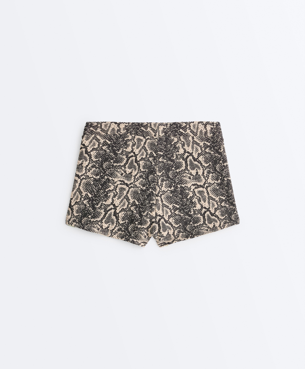 OYSHO Шорты-бикини с принтом под змеиную кожу, черный