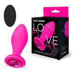 Розовая вибровтулка с малиновым кристаллом и пультом ДУ - 9 см. (Цвет: красный)