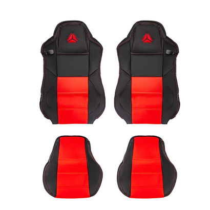 Чехлы Sitrak C7H MAX 3D (экокожа, черный цвет, красная экокожа посередине, кант)