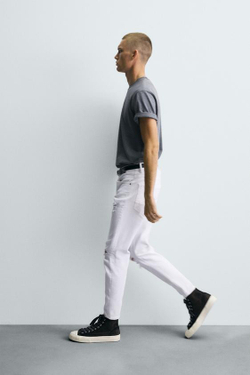 ZARA ДЖИНСЫ SKINNY FIT С РАЗРЕЗАМИ, БЕЛЫЙ