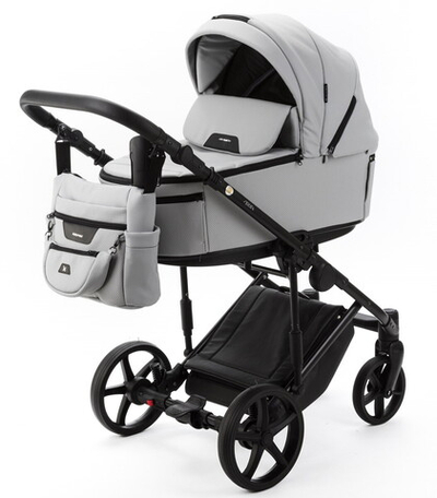 Детская коляска Adamex Zico Deluxe New 2 в 1 ZN-SA03 СВЕТЛО-СЕРАЯ КОЖА